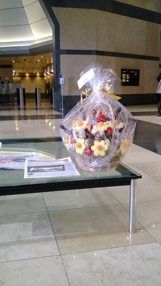 Chocolate Fruit Bouquets delivered to Canary Wharf Barclays office in London.