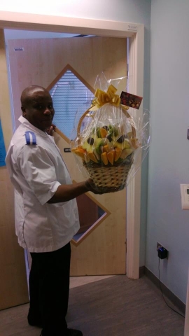 Get Well Soon Fruit Bouquet delivered to a Hospital in Manchester.