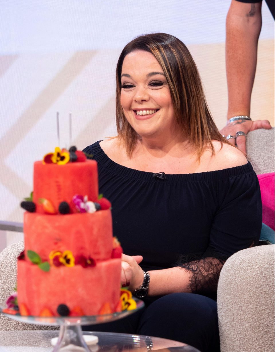 Lisa Riley enjoyed her Birthday Gift, Watermelon Cake  created by Fruity Gift at Today's-Lorraine on ITV.